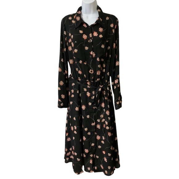 Who What Wear Dresses & Skirts - Who What Where Sz XL Back Floral Springtime button down long sleeved shirt dress